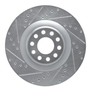 Audi S8 Brake Rotor (1) - Front Left - R1 Concepts - Drilled & Slotted - Silver - `01-`03 Audi S8 Brake Rotor (1) - Front Left - R1 Concepts - Drilled & Slotted - Silver - `01-`03